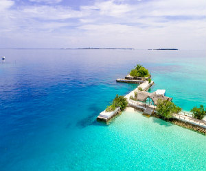 View of blue beach